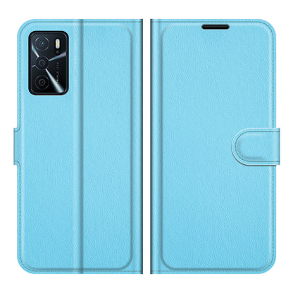 Folio Flip Litchi Skin Well-protected Leather Wallet Stand Design Cover for Oppo A16/A16s/A54s