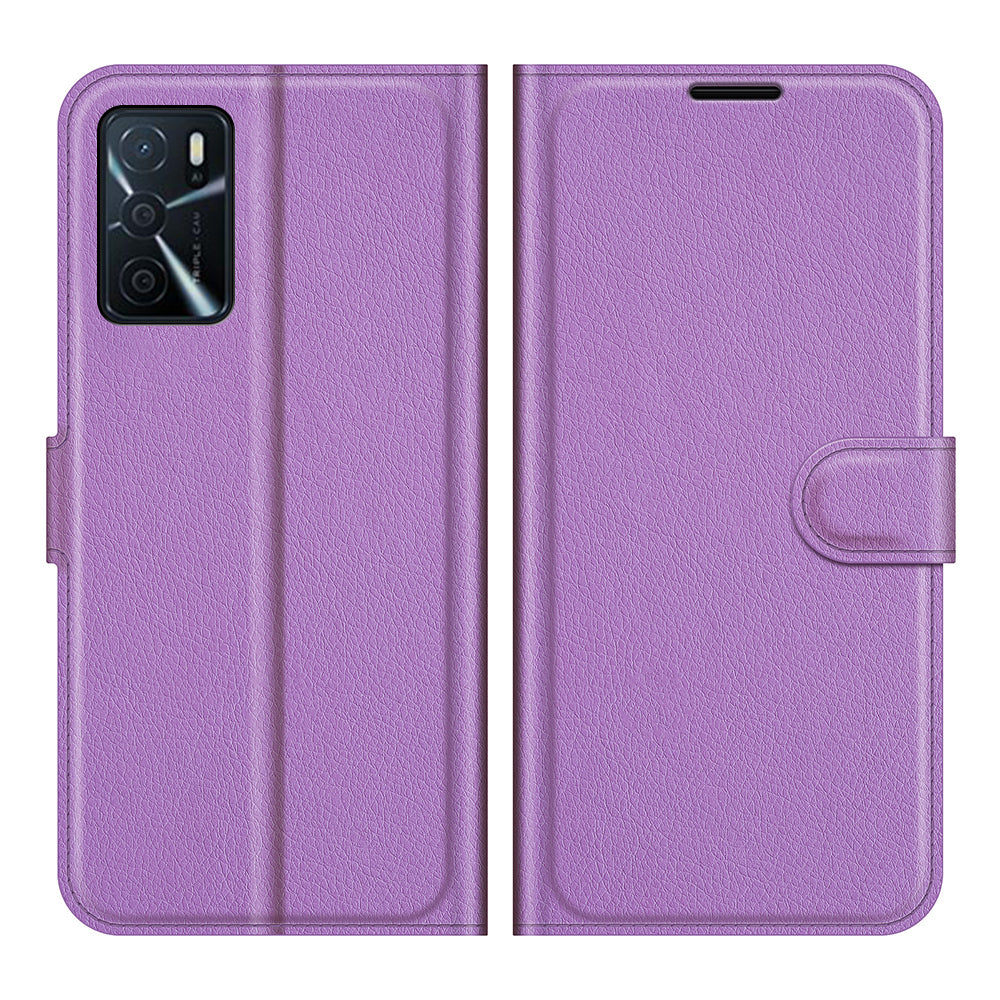 Folio Flip Litchi Skin Well-protected Leather Wallet Stand Design Cover for Oppo A16/A16s/A54s