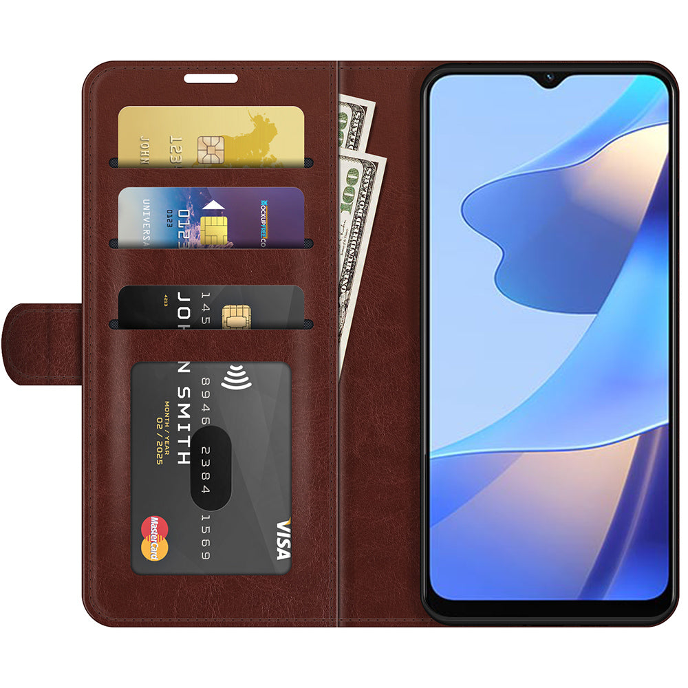 PU Leather Crazy Horse Texture Stand Wallet Design Magnetic Closure Phone Cover for Oppo A16/A16s/A54s