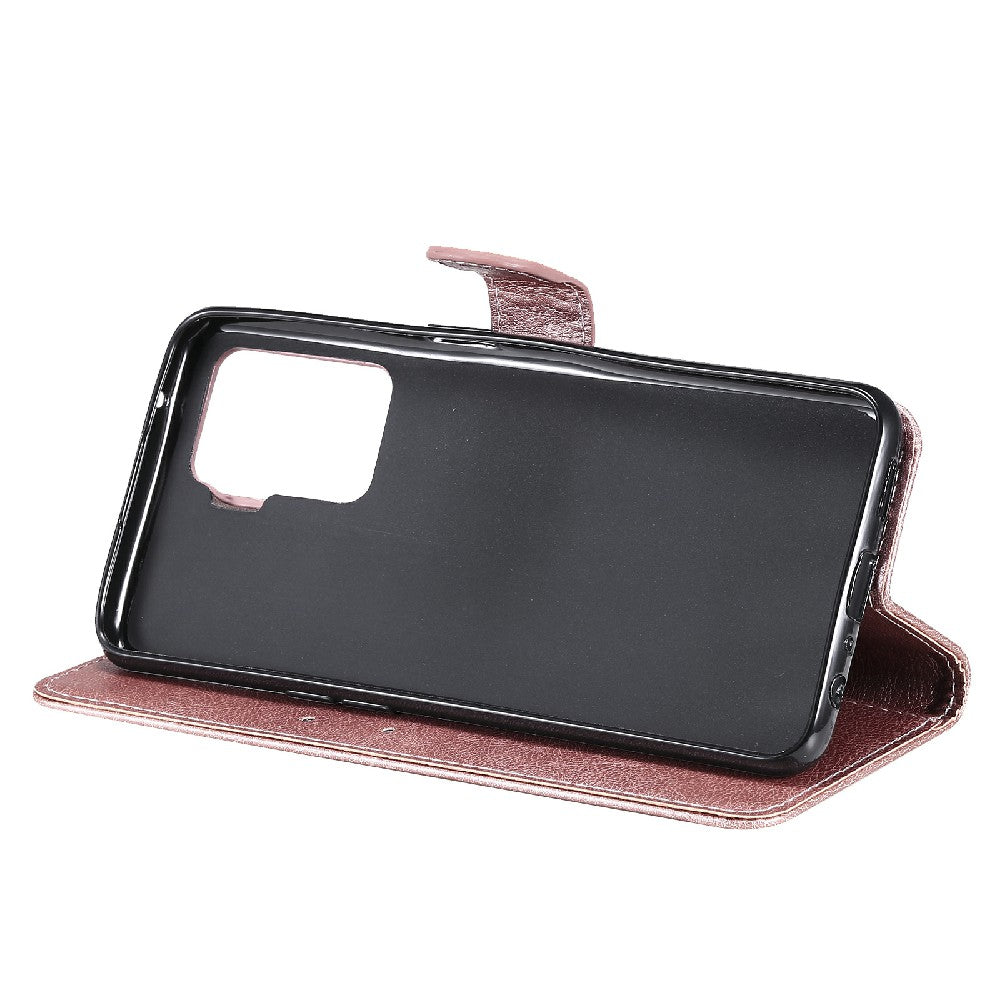 KT Leather Series-2 Wallet Design Anti-Scratch Leather Stand Phone Casing with Handy Strap for Oppo A94 5G/F19 Pro+ 5G/A95 5G/Reno5 Z 5G