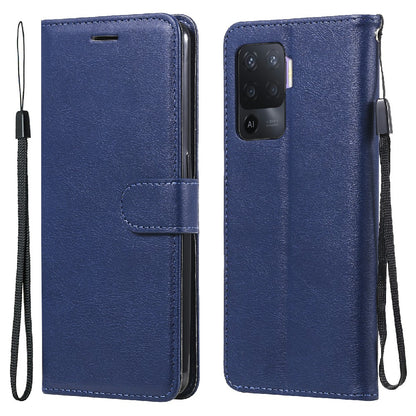 KT Leather Series-2 Wallet Design Anti-Scratch Leather Stand Phone Casing with Handy Strap for Oppo A94 5G/F19 Pro+ 5G/A95 5G/Reno5 Z 5G