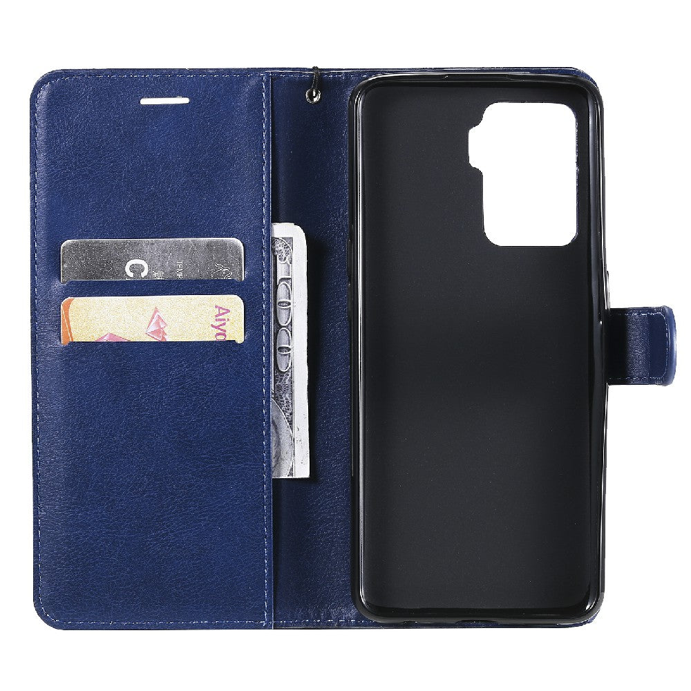 KT Leather Series-2 Wallet Design Anti-Scratch Leather Stand Phone Casing with Handy Strap for Oppo A94 5G/F19 Pro+ 5G/A95 5G/Reno5 Z 5G