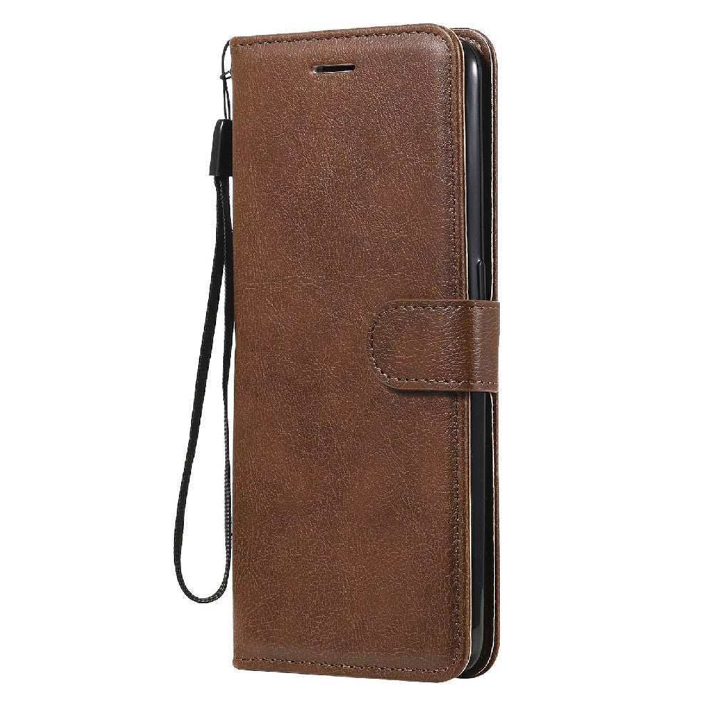 KT Leather Series-2 Wallet Design Anti-Scratch Leather Stand Phone Casing with Handy Strap for Oppo A94 5G/F19 Pro+ 5G/A95 5G/Reno5 Z 5G