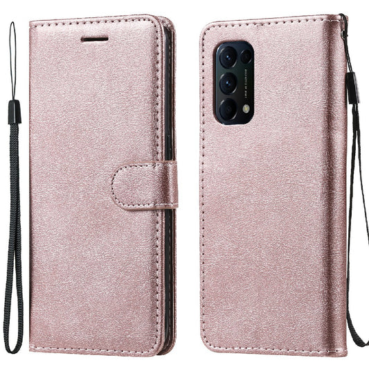 Shock-Absorbed KT Leather Series-2 Wallet Design Leather Stand Phone Casing with Handy Strap for Oppo Reno5 4G/Reno5 5G/Reno5 K/Find X3 Lite