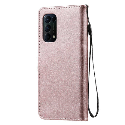 Shock-Absorbed KT Leather Series-2 Wallet Design Leather Stand Phone Casing with Handy Strap for Oppo Reno5 4G/Reno5 5G/Reno5 K/Find X3 Lite