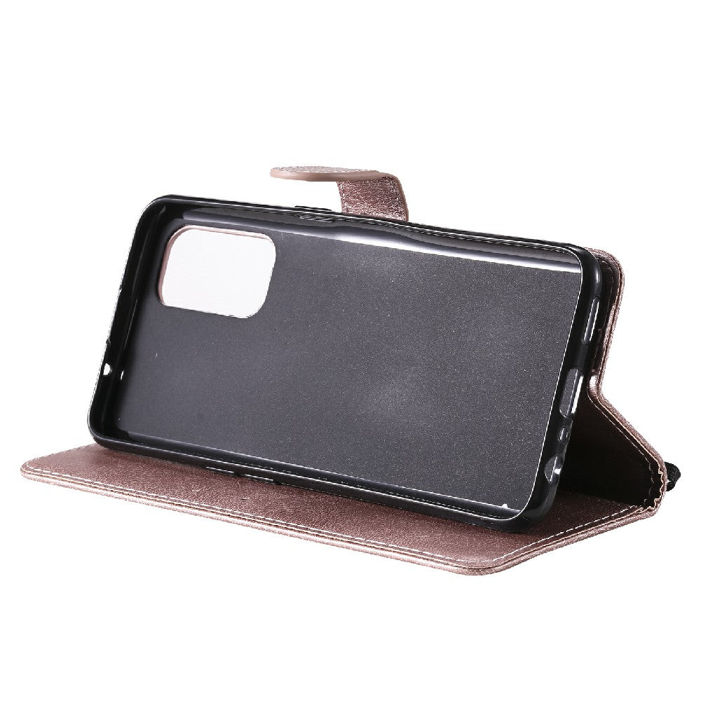 Shock-Absorbed KT Leather Series-2 Wallet Design Leather Stand Phone Casing with Handy Strap for Oppo Reno5 4G/Reno5 5G/Reno5 K/Find X3 Lite