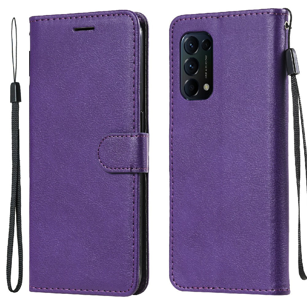 Shock-Absorbed KT Leather Series-2 Wallet Design Leather Stand Phone Casing with Handy Strap for Oppo Reno5 4G/Reno5 5G/Reno5 K/Find X3 Lite