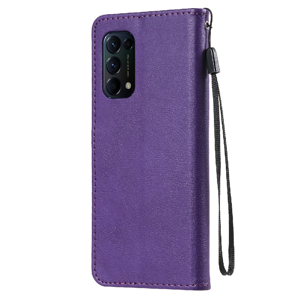 Shock-Absorbed KT Leather Series-2 Wallet Design Leather Stand Phone Casing with Handy Strap for Oppo Reno5 4G/Reno5 5G/Reno5 K/Find X3 Lite