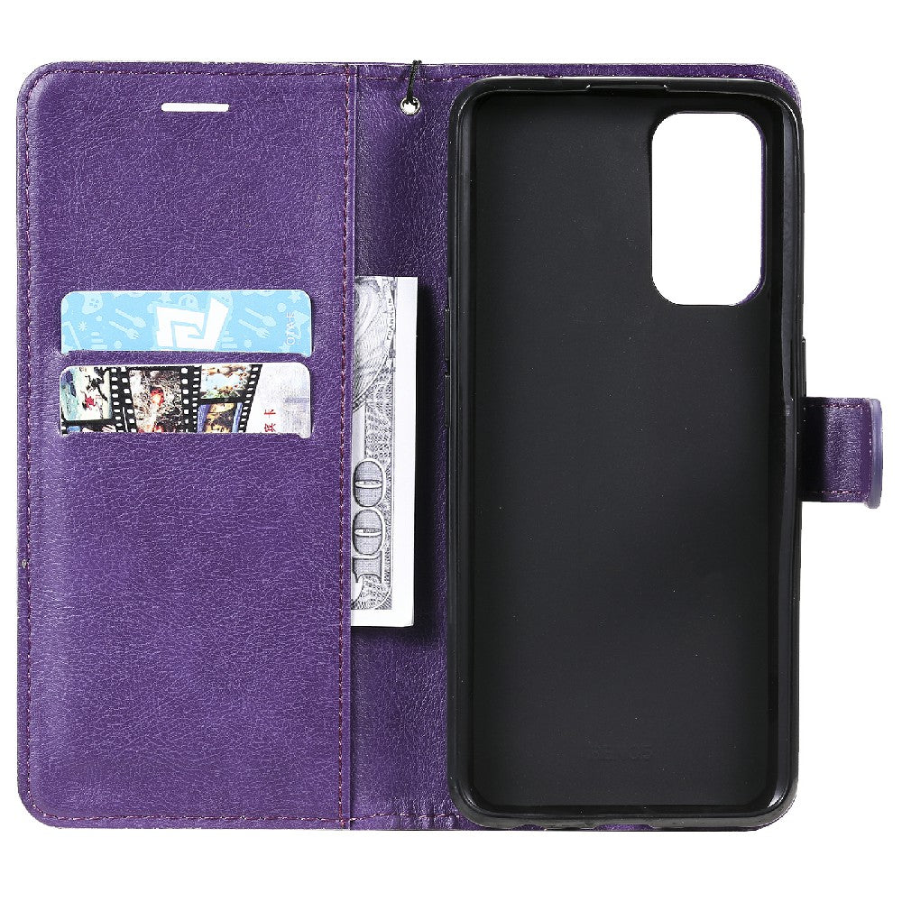 Shock-Absorbed KT Leather Series-2 Wallet Design Leather Stand Phone Casing with Handy Strap for Oppo Reno5 4G/Reno5 5G/Reno5 K/Find X3 Lite