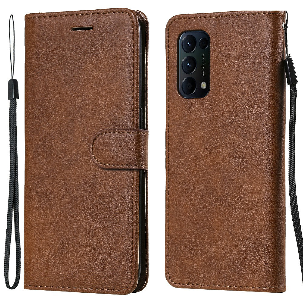 Shock-Absorbed KT Leather Series-2 Wallet Design Leather Stand Phone Casing with Handy Strap for Oppo Reno5 4G/Reno5 5G/Reno5 K/Find X3 Lite