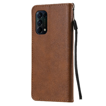 Shock-Absorbed KT Leather Series-2 Wallet Design Leather Stand Phone Casing with Handy Strap for Oppo Reno5 4G/Reno5 5G/Reno5 K/Find X3 Lite