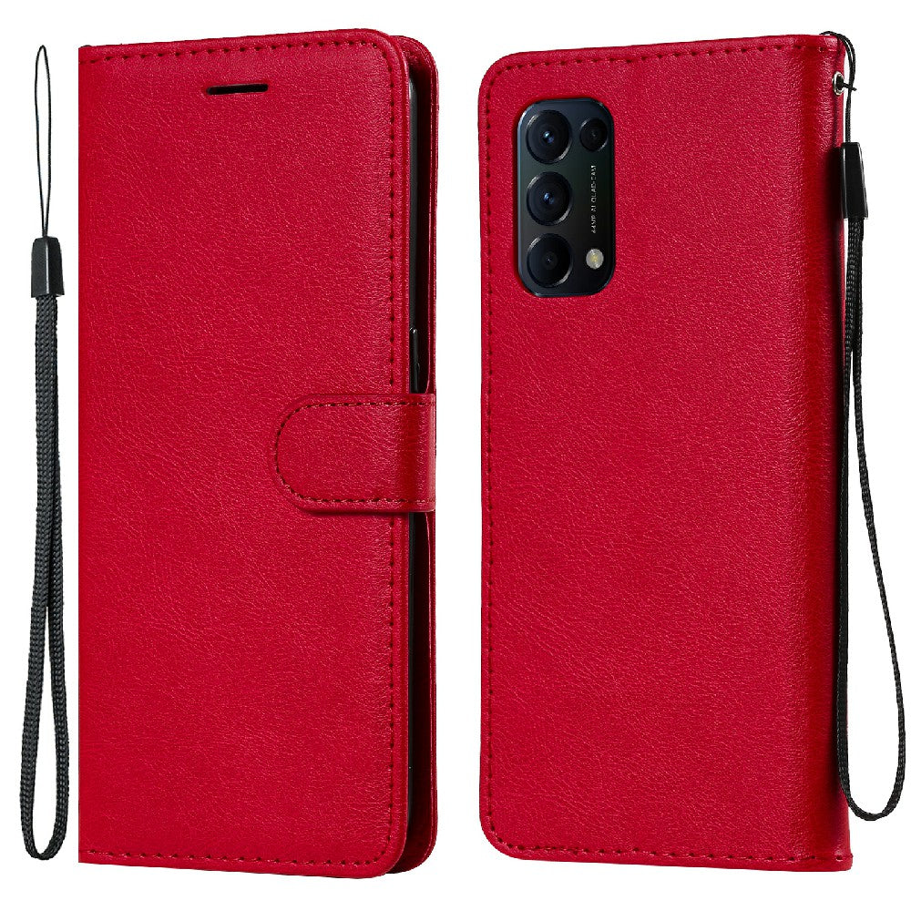 Shock-Absorbed KT Leather Series-2 Wallet Design Leather Stand Phone Casing with Handy Strap for Oppo Reno5 4G/Reno5 5G/Reno5 K/Find X3 Lite