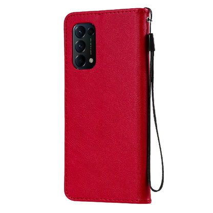 Shock-Absorbed KT Leather Series-2 Wallet Design Leather Stand Phone Casing with Handy Strap for Oppo Reno5 4G/Reno5 5G/Reno5 K/Find X3 Lite