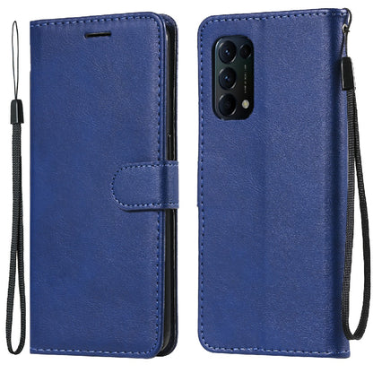 Shock-Absorbed KT Leather Series-2 Wallet Design Leather Stand Phone Casing with Handy Strap for Oppo Reno5 4G/Reno5 5G/Reno5 K/Find X3 Lite