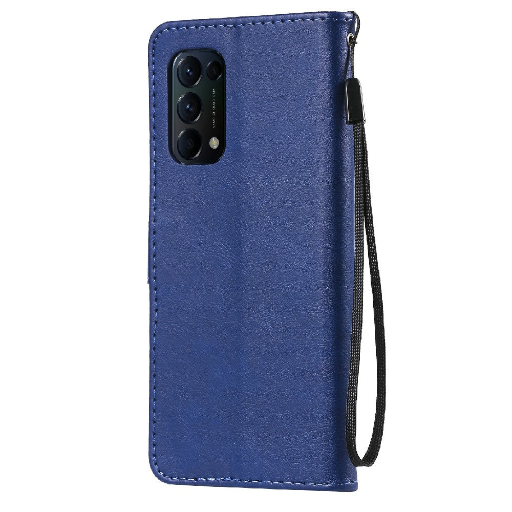 Shock-Absorbed KT Leather Series-2 Wallet Design Leather Stand Phone Casing with Handy Strap for Oppo Reno5 4G/Reno5 5G/Reno5 K/Find X3 Lite