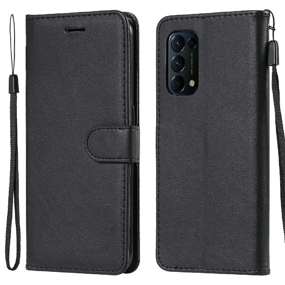 Shock-Absorbed KT Leather Series-2 Wallet Design Leather Stand Phone Casing with Handy Strap for Oppo Reno5 4G/Reno5 5G/Reno5 K/Find X3 Lite