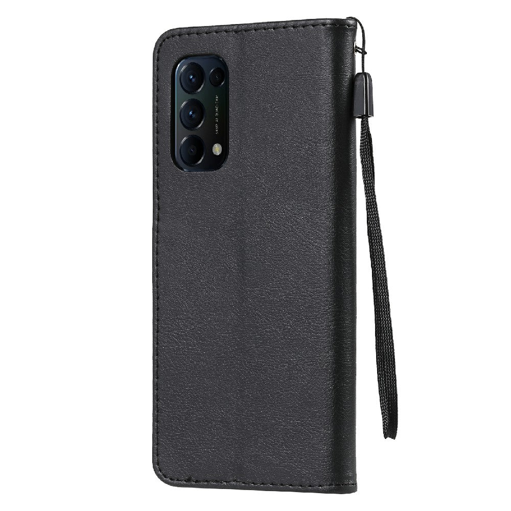 Shock-Absorbed KT Leather Series-2 Wallet Design Leather Stand Phone Casing with Handy Strap for Oppo Reno5 4G/Reno5 5G/Reno5 K/Find X3 Lite