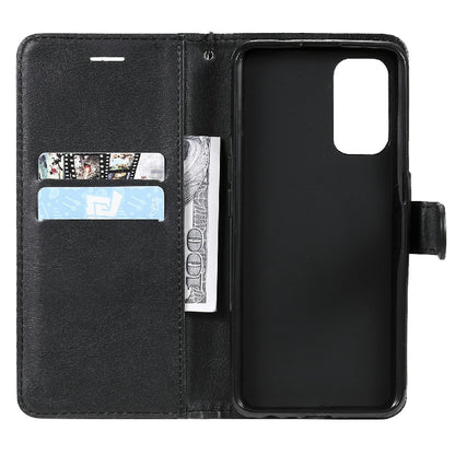 Shock-Absorbed KT Leather Series-2 Wallet Design Leather Stand Phone Casing with Handy Strap for Oppo Reno5 4G/Reno5 5G/Reno5 K/Find X3 Lite