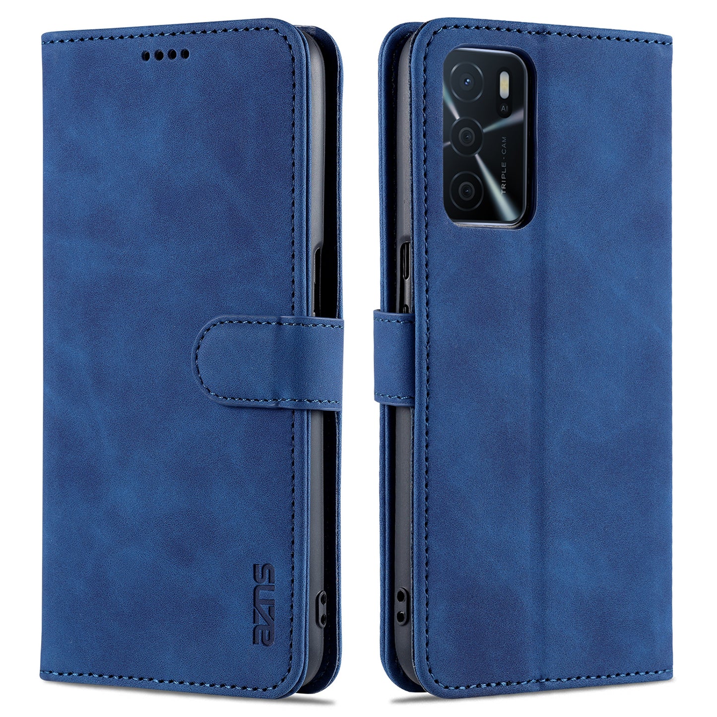 AZNS Wallet Stand Design PU Leather All-round Protection Phone Cover Case for Oppo A16/A16S/A54S