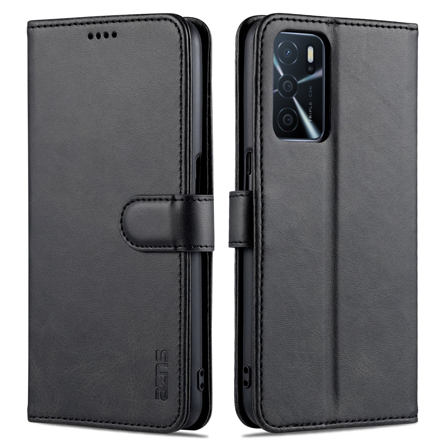 AZNS Wallet Stand Design PU Leather All-round Protection Phone Cover Case for Oppo A16/A16S/A54S