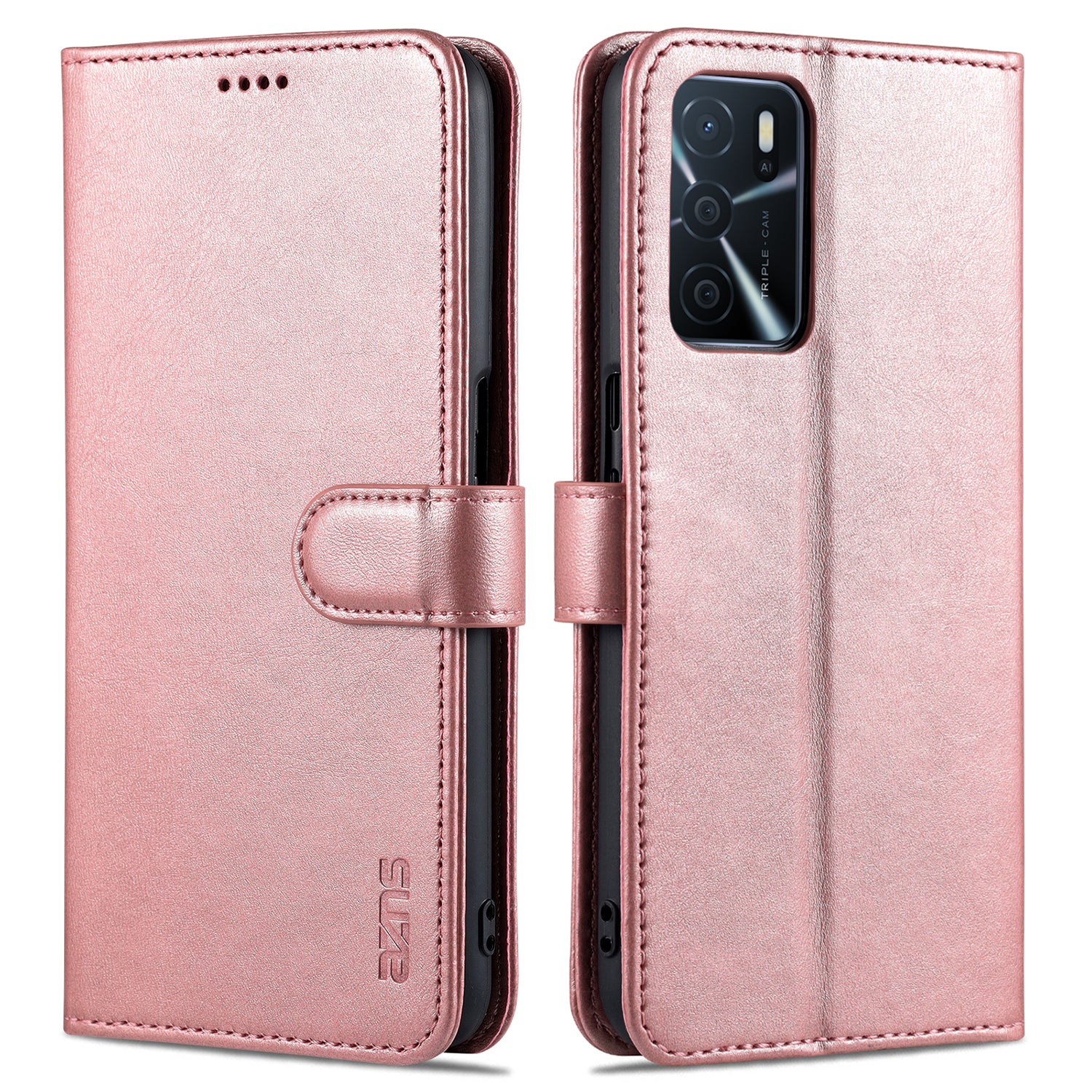 AZNS Wallet Stand Design PU Leather All-round Protection Phone Cover Case for Oppo A16/A16S/A54S