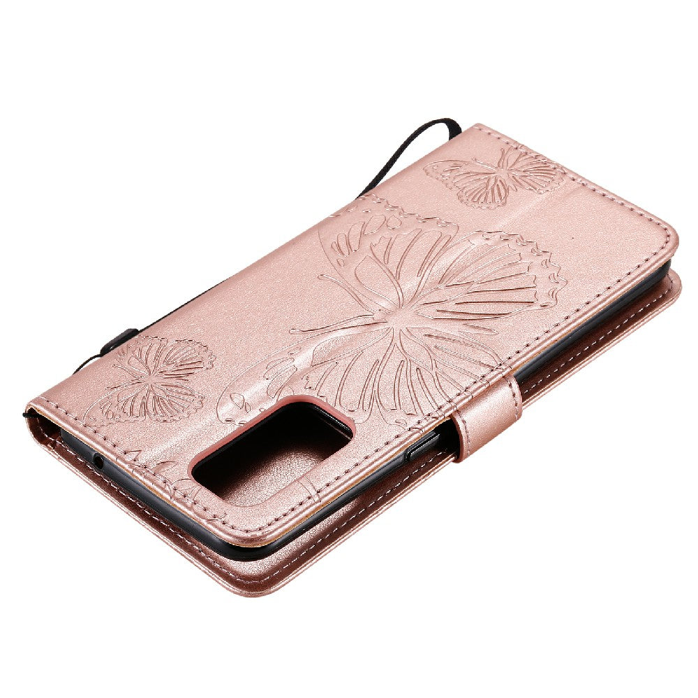 KT Imprinting Flower Series-2 Butterfly Pattern Imprinting Protective Shockproof Magnetic Clasp Wallet Leather Phone Cover Case with Stand for Oppo Reno5 4G/5G/Reno5 K/Find X3 Lite