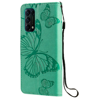 KT Imprinting Flower Series-2 Butterfly Pattern Imprinting Protective Shockproof Magnetic Clasp Wallet Leather Phone Cover Case with Stand for Oppo Reno5 4G/5G/Reno5 K/Find X3 Lite