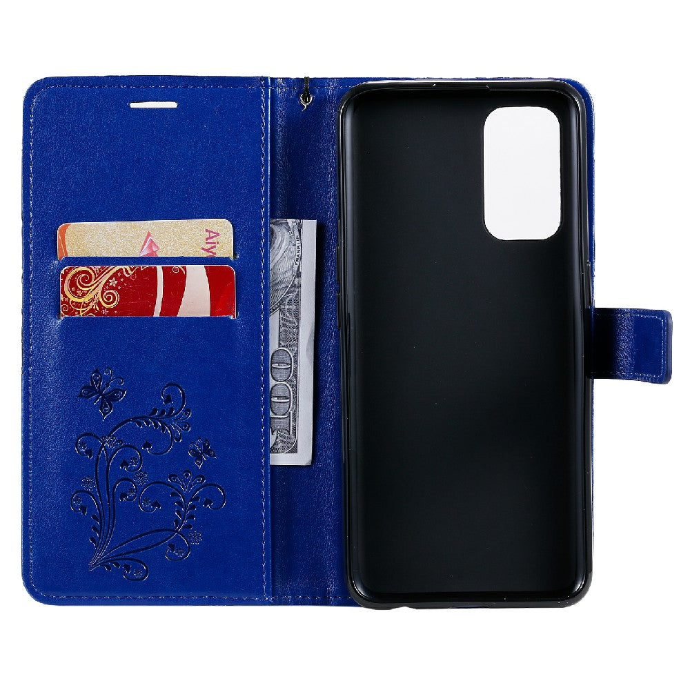 KT Imprinting Flower Series-2 Butterfly Pattern Imprinting Protective Shockproof Magnetic Clasp Wallet Leather Phone Cover Case with Stand for Oppo Reno5 4G/5G/Reno5 K/Find X3 Lite