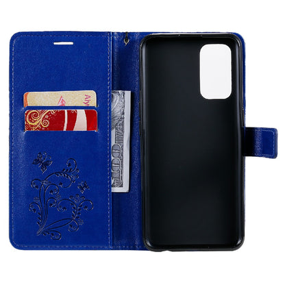 KT Imprinting Flower Series-2 Butterfly Pattern Imprinting Protective Shockproof Magnetic Clasp Wallet Leather Phone Cover Case with Stand for Oppo Reno5 4G/5G/Reno5 K/Find X3 Lite