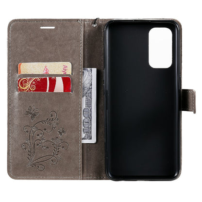 KT Imprinting Flower Series-2 Butterfly Pattern Imprinting Protective Shockproof Magnetic Clasp Wallet Leather Phone Cover Case with Stand for Oppo Reno5 4G/5G/Reno5 K/Find X3 Lite