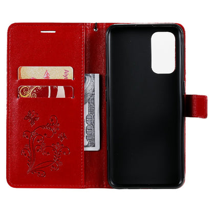 KT Imprinting Flower Series-2 Butterfly Pattern Imprinting Protective Shockproof Magnetic Clasp Wallet Leather Phone Cover Case with Stand for Oppo Reno5 4G/5G/Reno5 K/Find X3 Lite