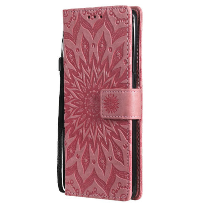 KT Imprinting Flower Series-1 Sunflower Imprint Stylish Pattern Magnetic Clasp Wallet Stand PU Leather Phone Cover Shell for Oppo Reno5 4G/5G/Reno5 K/Find X3 Lite