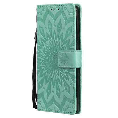 KT Imprinting Flower Series-1 Sunflower Imprint Stylish Pattern Magnetic Clasp Wallet Stand PU Leather Phone Cover Shell for Oppo Reno5 4G/5G/Reno5 K/Find X3 Lite