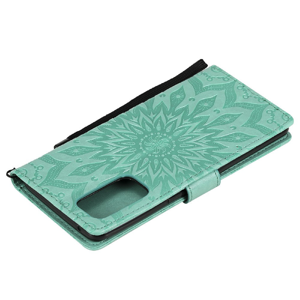 KT Imprinting Flower Series-1 Sunflower Imprint Stylish Pattern Magnetic Clasp Wallet Stand PU Leather Phone Cover Shell for Oppo Reno5 4G/5G/Reno5 K/Find X3 Lite