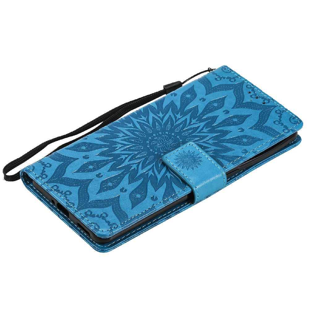 KT Imprinting Flower Series-1 Sunflower Imprint Stylish Pattern Magnetic Clasp Wallet Stand PU Leather Phone Cover Shell for Oppo Reno5 4G/5G/Reno5 K/Find X3 Lite