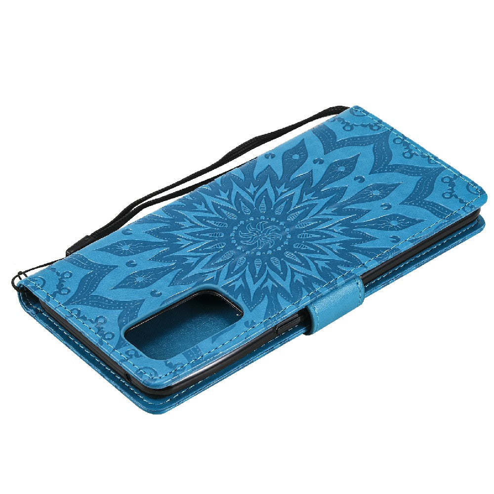 KT Imprinting Flower Series-1 Sunflower Imprint Stylish Pattern Magnetic Clasp Wallet Stand PU Leather Phone Cover Shell for Oppo Reno5 4G/5G/Reno5 K/Find X3 Lite