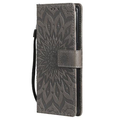 KT Imprinting Flower Series-1 Sunflower Imprint Stylish Pattern Magnetic Clasp Wallet Stand PU Leather Phone Cover Shell for Oppo Reno5 4G/5G/Reno5 K/Find X3 Lite