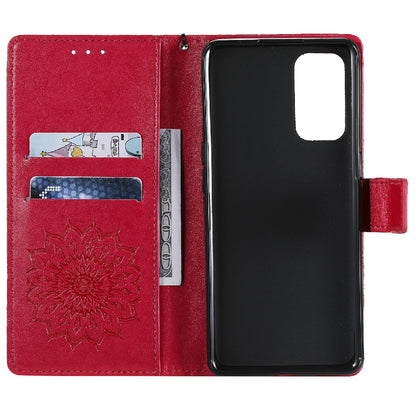 KT Imprinting Flower Series-1 Sunflower Imprint Stylish Pattern Magnetic Clasp Wallet Stand PU Leather Phone Cover Shell for Oppo Reno5 4G/5G/Reno5 K/Find X3 Lite