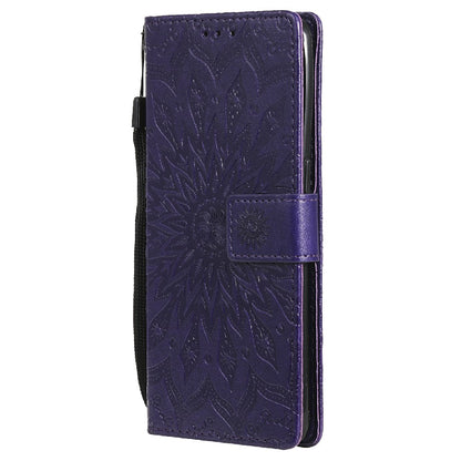 KT Imprinting Flower Series-1 Sunflower Imprint Stylish Pattern Magnetic Clasp Wallet Stand PU Leather Phone Cover Shell for Oppo Reno5 4G/5G/Reno5 K/Find X3 Lite