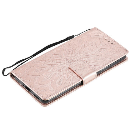 KT Imprinting Flower Series-1 Sunflower Imprint Stylish Pattern Magnetic Clasp Wallet Stand PU Leather Phone Cover Shell for Oppo Reno5 4G/5G/Reno5 K/Find X3 Lite