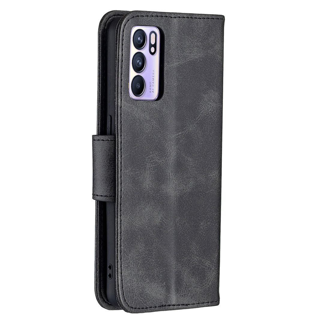 360Â° Full Coverage Anti-Scratch Stylish PU Leather Smartphone Wallet Stand Case for Oppo Reno6 5G