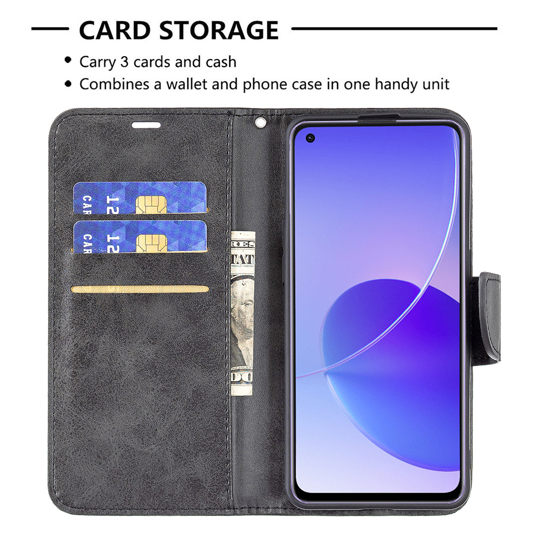 360Â° Full Coverage Anti-Scratch Stylish PU Leather Smartphone Wallet Stand Case for Oppo Reno6 5G