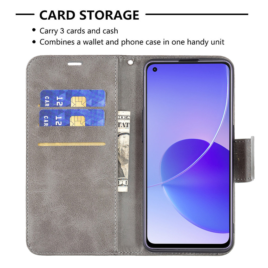 360Â° Full Coverage Anti-Scratch Stylish PU Leather Smartphone Wallet Stand Case for Oppo Reno6 5G