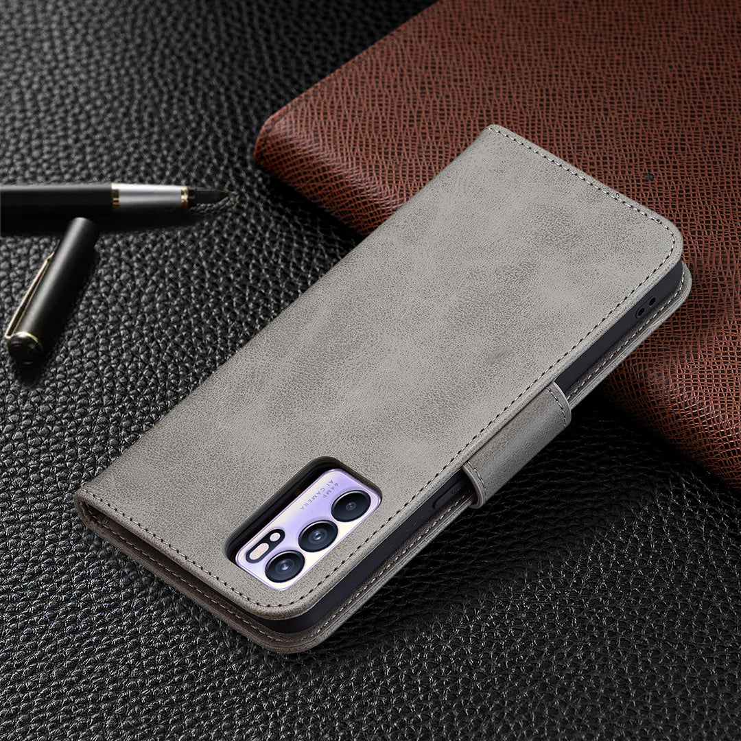 360Â° Full Coverage Anti-Scratch Stylish PU Leather Smartphone Wallet Stand Case for Oppo Reno6 5G