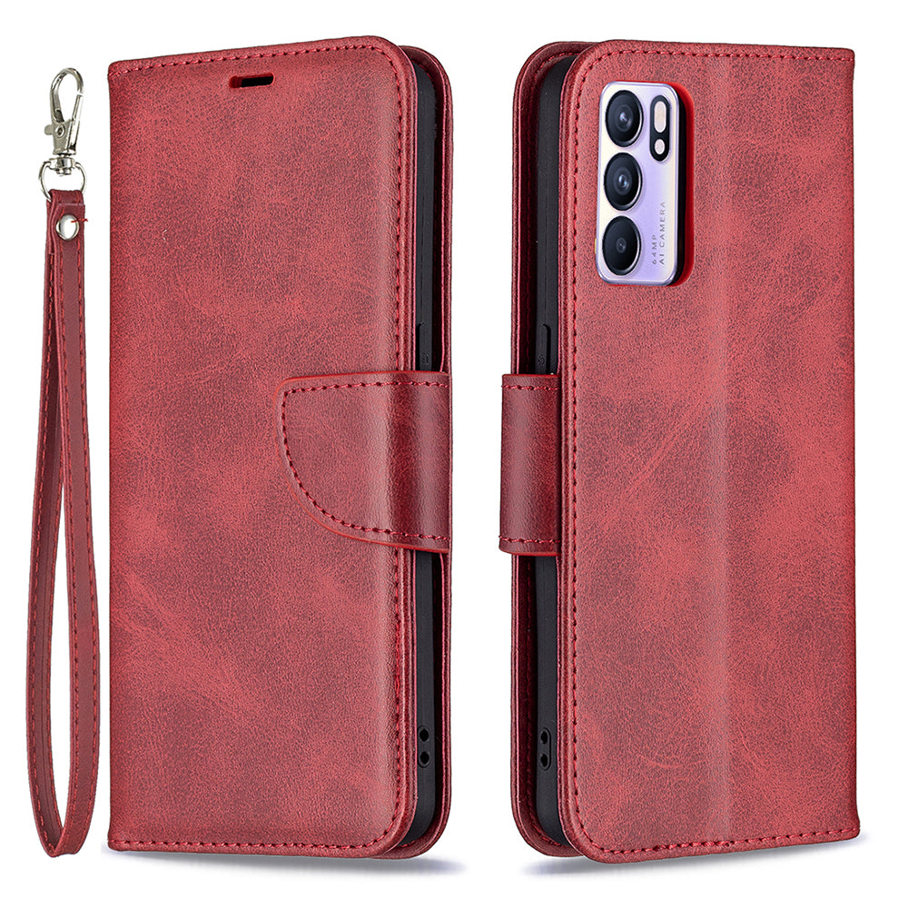 360° Full Coverage Anti-Scratch Stylish PU Leather Smartphone Wallet Stand Case for Oppo Reno6 5G