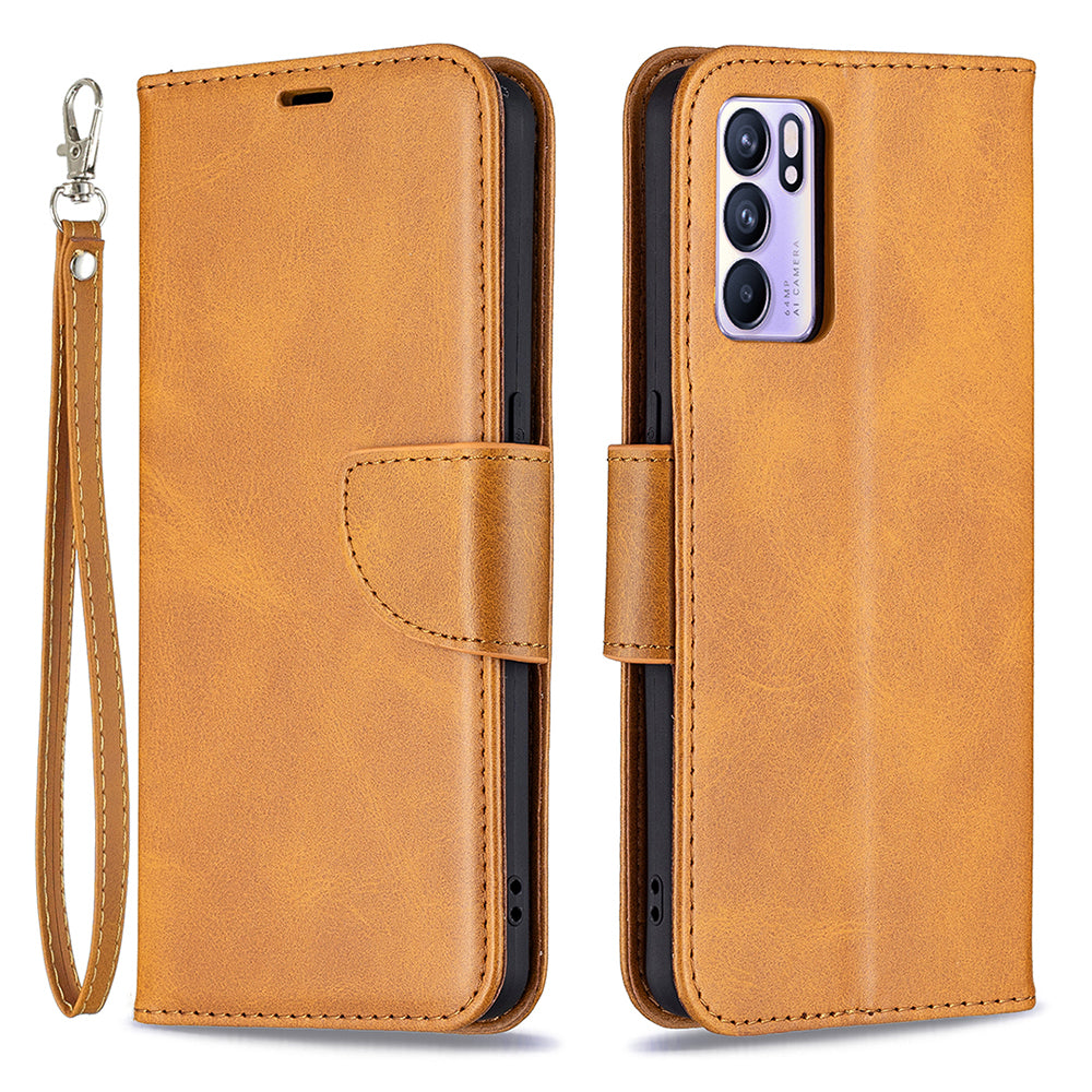 360° Full Coverage Anti-Scratch Stylish PU Leather Smartphone Wallet Stand Case for Oppo Reno6 5G