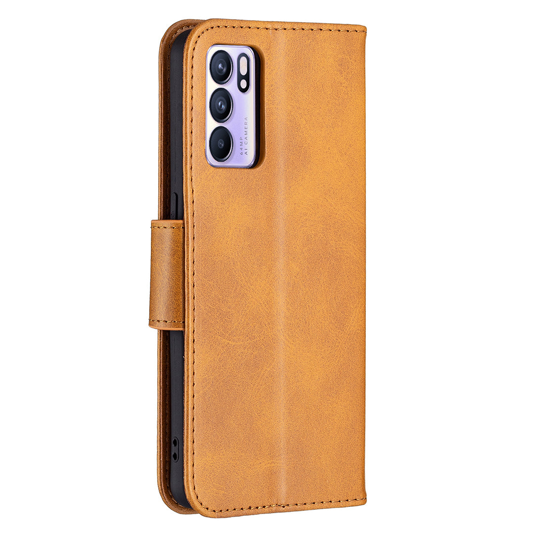 360Â° Full Coverage Anti-Scratch Stylish PU Leather Smartphone Wallet Stand Case for Oppo Reno6 5G