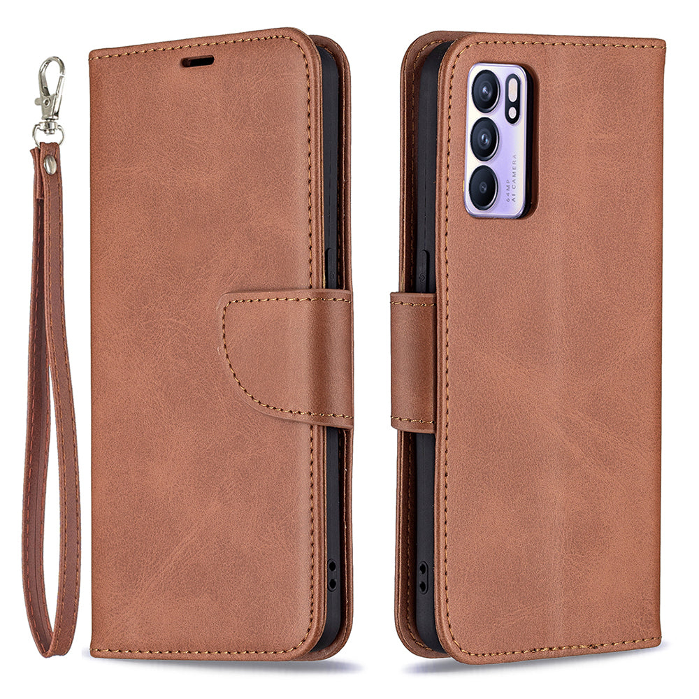 360° Full Coverage Anti-Scratch Stylish PU Leather Smartphone Wallet Stand Case for Oppo Reno6 5G