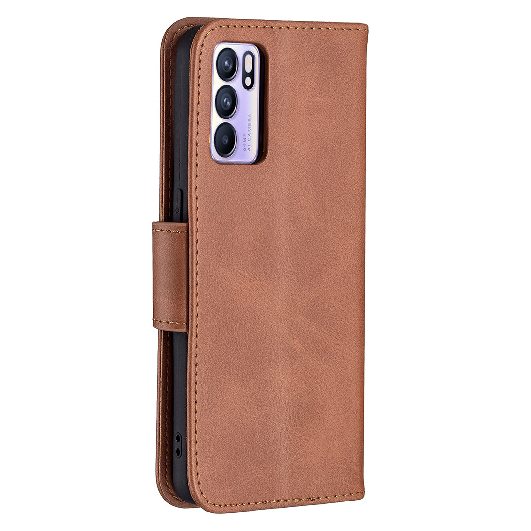 360Â° Full Coverage Anti-Scratch Stylish PU Leather Smartphone Wallet Stand Case for Oppo Reno6 5G