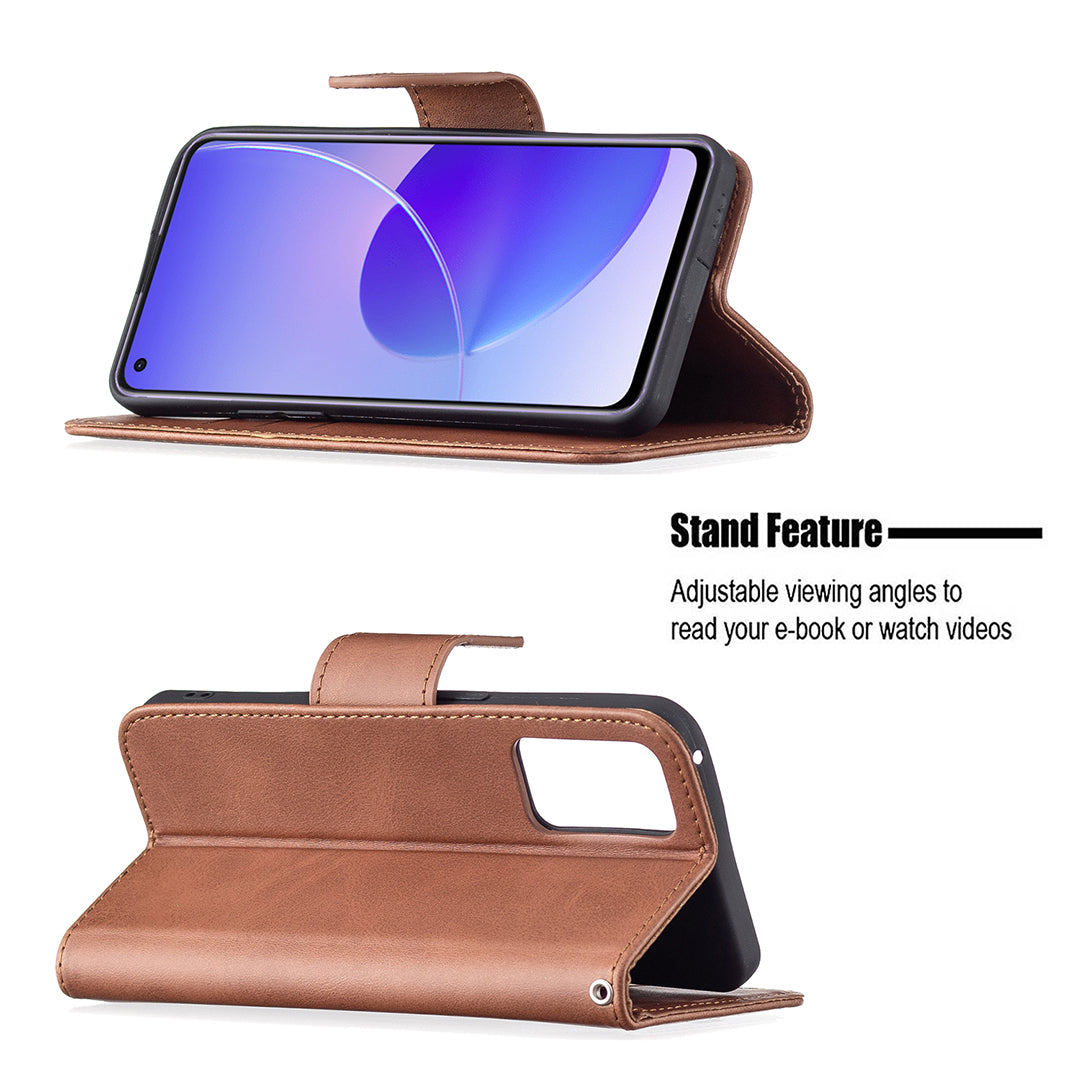 360Â° Full Coverage Anti-Scratch Stylish PU Leather Smartphone Wallet Stand Case for Oppo Reno6 5G